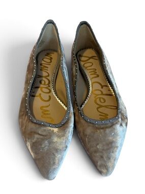 Sam Edelman Grey Crushed Velvet Pointed 
Toe Flats Women’s Size: 8